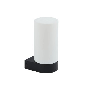 Lucande Wandleuchte Wandlampe Bad Basolo 10020363 Spritzwassergeschützt Modern in Schwarz aus Metall 1-flammig E14 Badezimmerleuchte