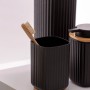 Schwarzes Bad-Set Rotello von Wenko mit Zahnputzbecher, Seifenspender und Kosmetiktuchbox.