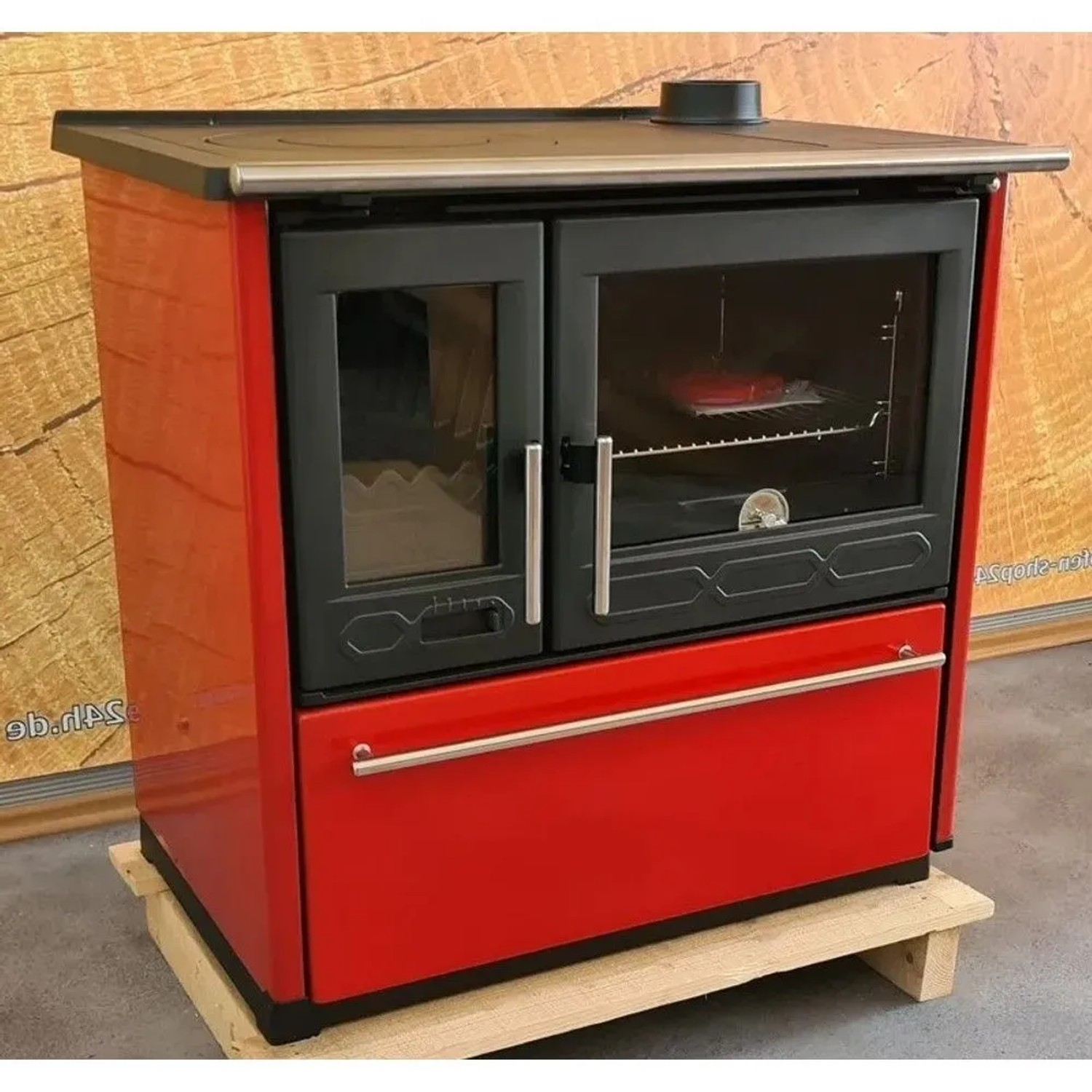 Plamen Küchenofen Holzherd 850 Glas Rot Rechte Version und 8 kW_2