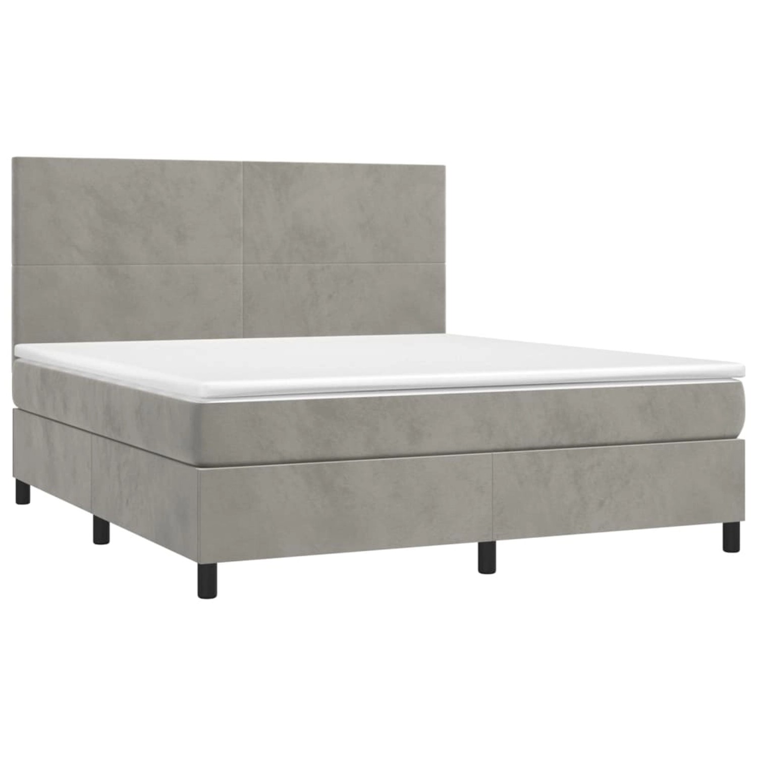 vidaXL Boxspringbett mit Matratze & LED Hellgrau 160x200 cm Samt 3136011 günstig online kaufen