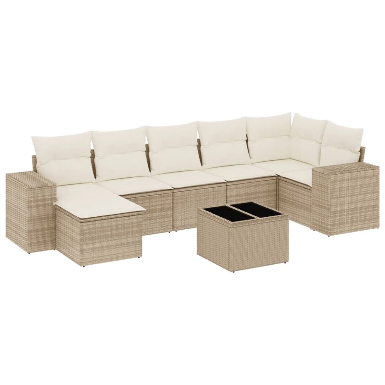 vidaXL 8-Tlg Garten-Sofagarnitur mit Kissen Beige Poly Rattan 3255225 günstig online kaufen