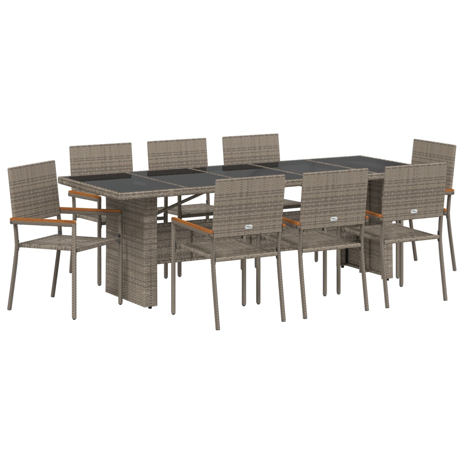 vidaXL Garten Essgruppe 9-Tlg Grau Poly Rattan 3365415 günstig online kaufen