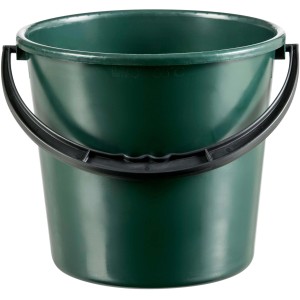 Grüner Orthex Fischernetz-Eimer, 10 l, mit schwarzem Griff. Praktischer Eimer für Reinigungsarbeiten.