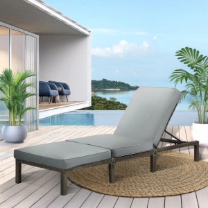 Svita Peach Gartenliege mit Polster Klappbar Polyrattan Grau