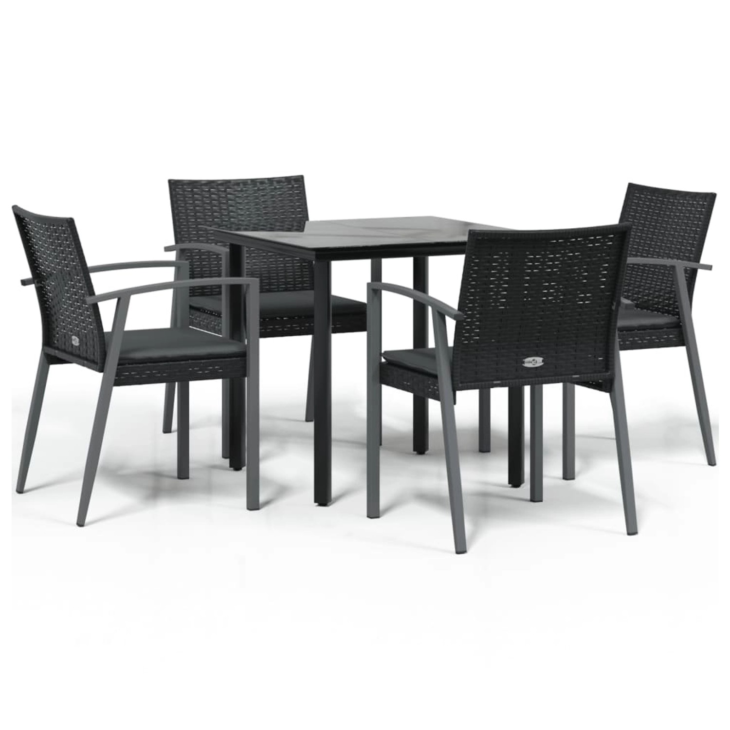 vidaXL 5-Tlg Garten-Essgruppe mit Kissen Poly Rattan und Stahl 3186988 günstig online kaufen