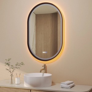 Aquabatos LED Badspiegel mit Spiegelheizung 60 x 90 cm Oval Spiegel mit Beleuchtung Dimmbar Touchschalter Aluminirahmen Badezimmerspiegel Lichtspiegel