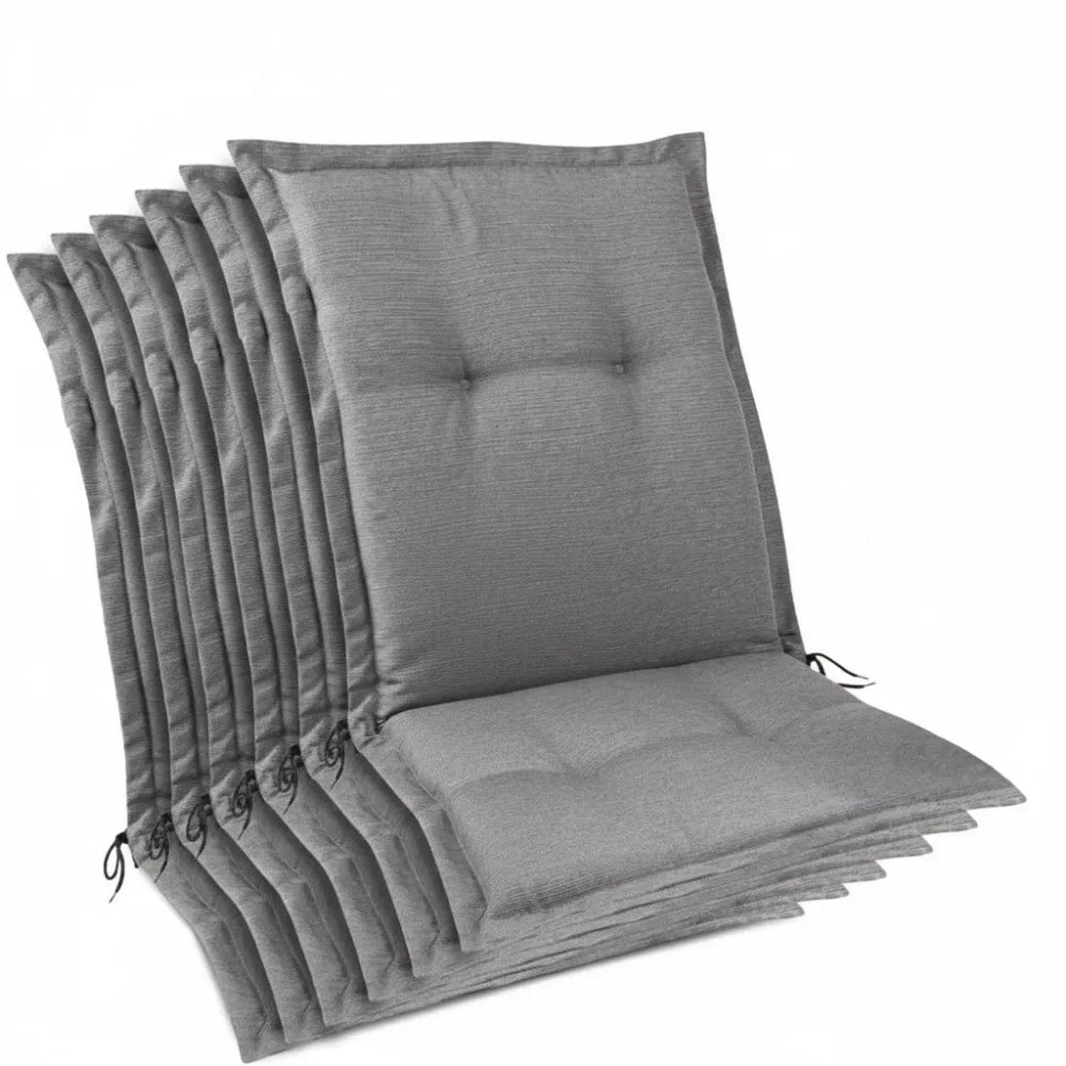 Beautissu 6er Set Premium Gartenstuhlauflage Niedriglehner 105x50x7cm Hellgrau