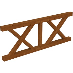 Skan Holz Brüstung Andreaskreuz, 220x84 cm, Fichte Nussbaum, Zubehör für Terrassenüberdachungen.