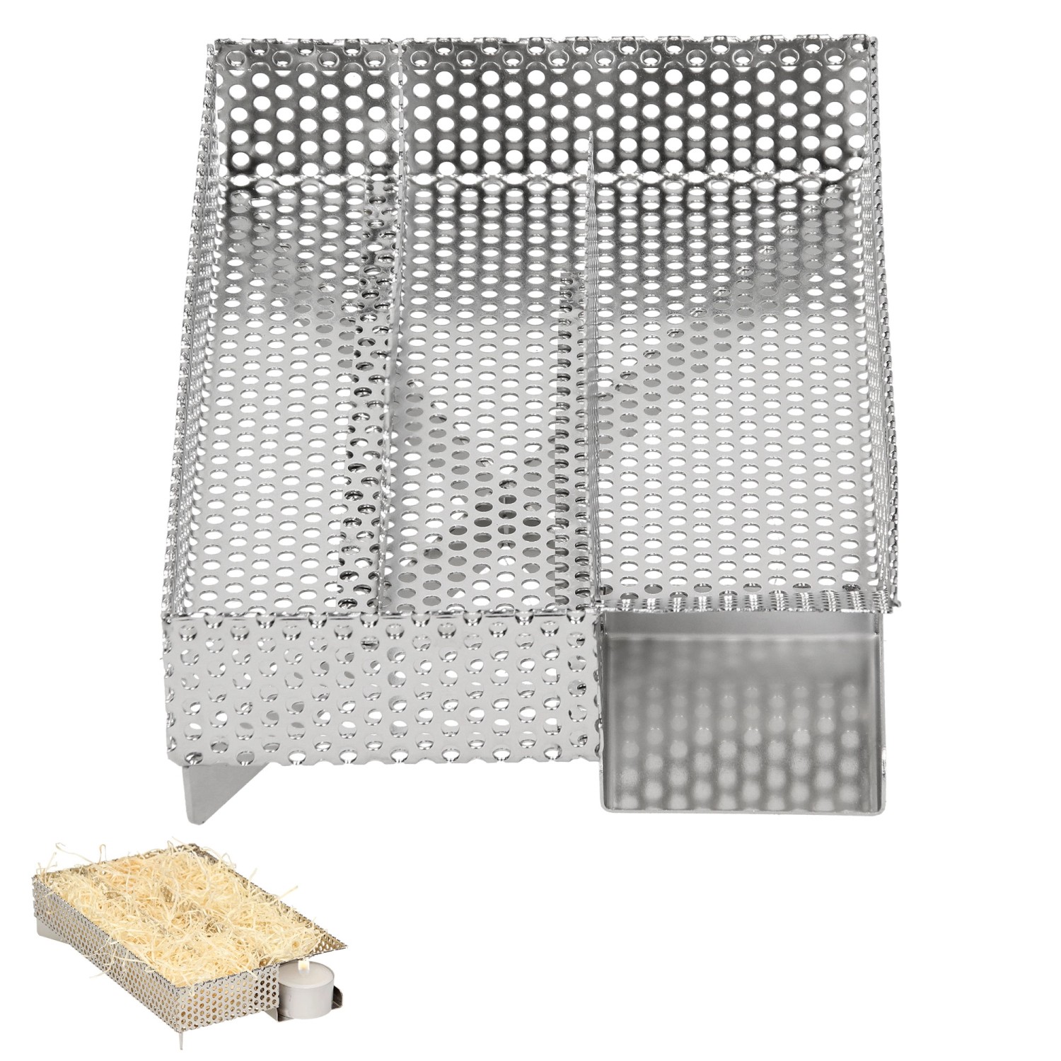 ECD Germany Kaltrauchgenerator mit 3 Kammern für Sparbrand 20x12,5 cm Edelstahl