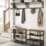 Songmics Wandgarderobe Barnet-old mit Ablage, 5 Haken, braun-schwarz, im Flur.