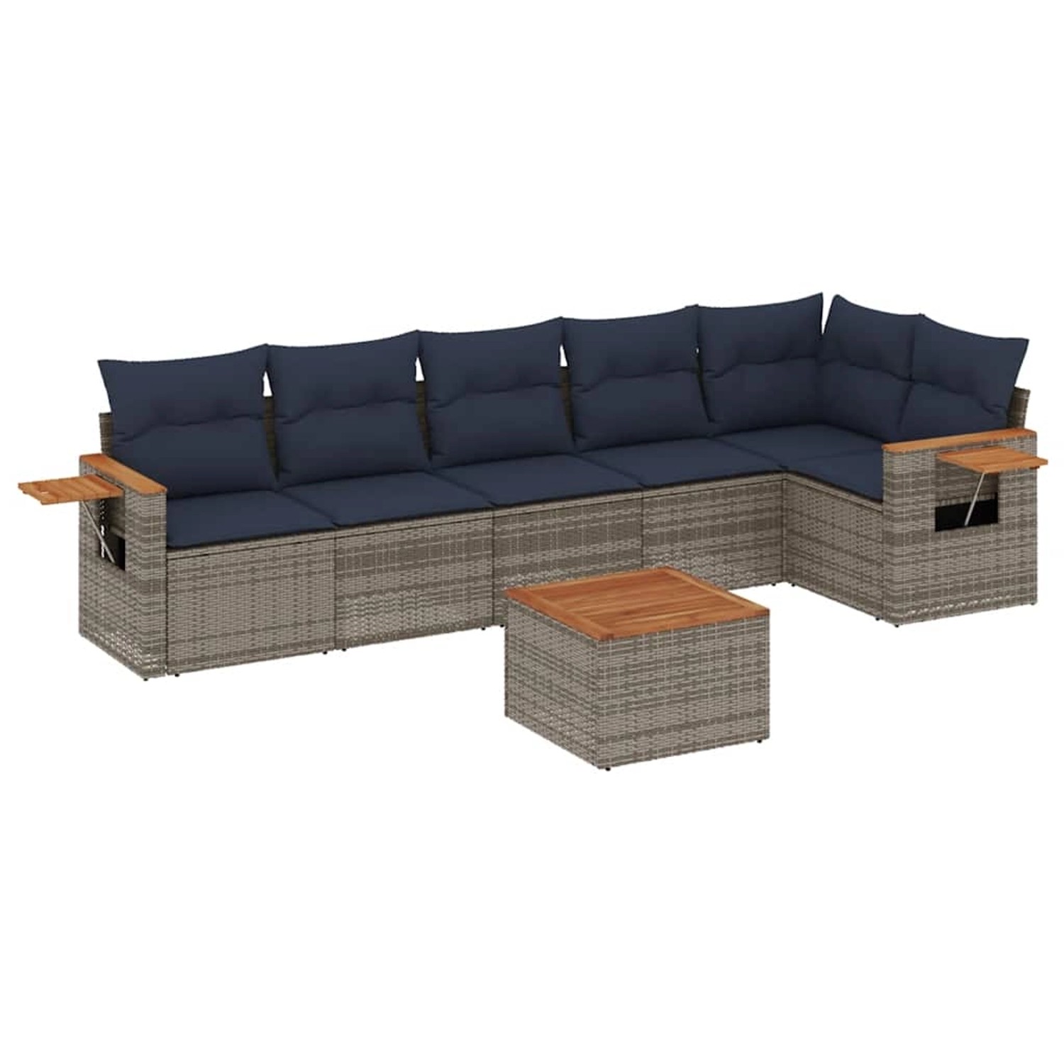 vidaXL 7-Tlg Garten-Sofagarnitur mit Kissen Grau Poly Rattan 3226838 günstig online kaufen
