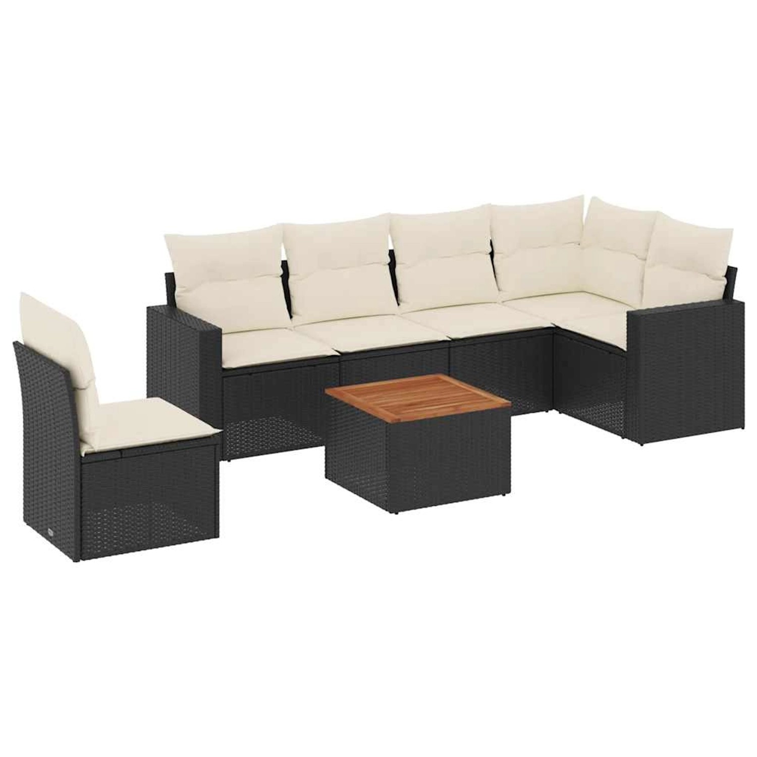vidaXL 7-Tlg Garten-Sofagarnitur mit Kissen Schwarz Poly Rattan 3256476 günstig online kaufen