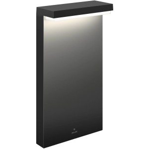 Schwarze Philips Hue Nyro Sockelleuchte für den Außenbereich mit warmweißem Licht.