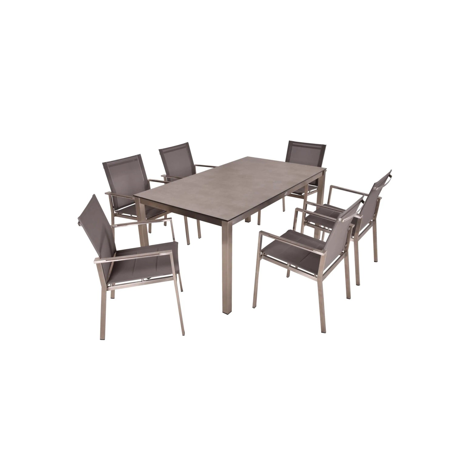 DELUKE Garten-Sitzgruppe DAVID 7-tlg. Kunststoff Grau Gartenmöbel-Set Gartengarnitur Garten-Essgruppe Stapelstühle Essti...