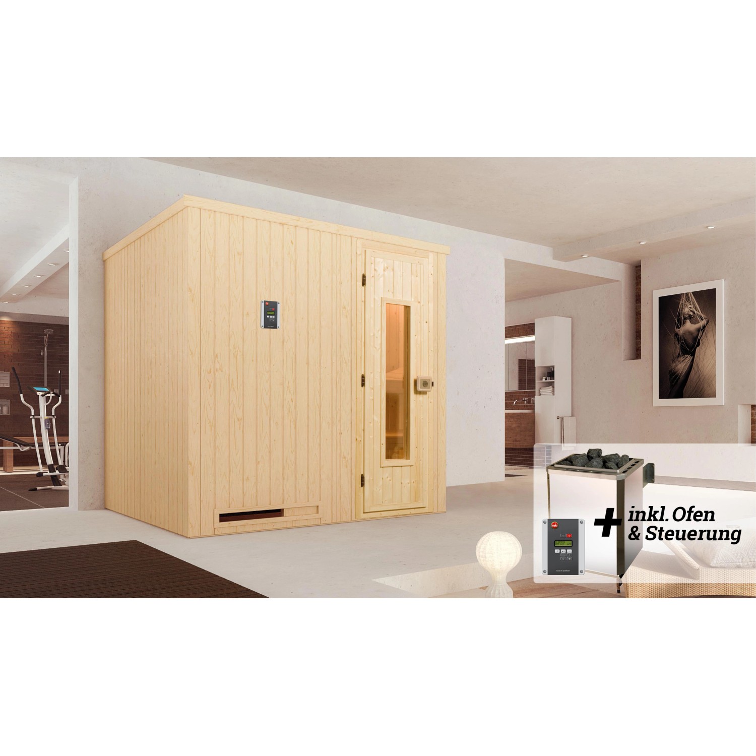 Weka Elementsauna Halmstad 2 Sparset 7,5 kW OS digi. Steuerung Massivholztü günstig online kaufen