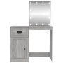 vidaXL Schminktisch mit LED-Spiegel, Grau Sonoma, Holzwerkstoff, mit Schublade und Schrank.