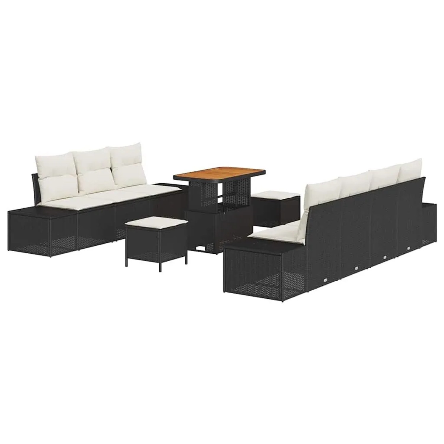 vidaXL Gartensofa-set mit Kissen 10-Tlg Schwarz Poly-Rattan 3364700 günstig online kaufen