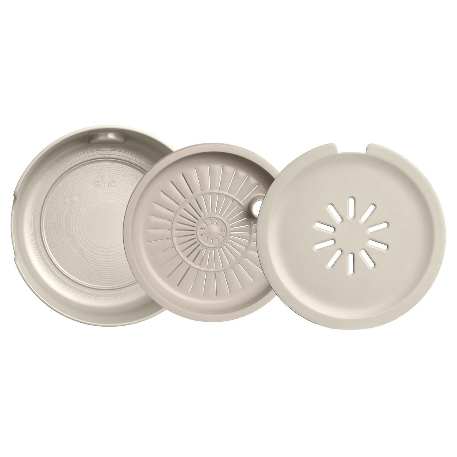 Elho Topf Magic Microgreens, Ø 17 cm, Leinenweiß, Kräutertopf-Set mit Sieb und Deckel.
