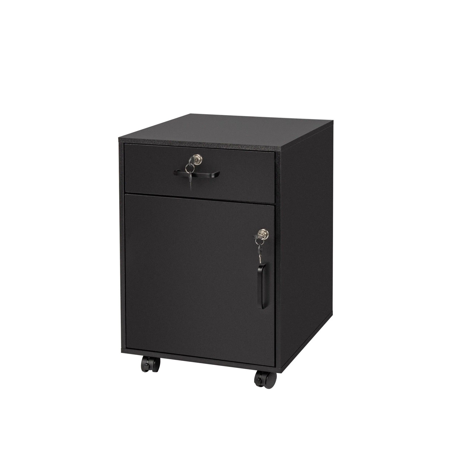 Relaxdays Rollcontainer Holzwerkstoff Schwarz Abschließbar 57 cm x 40 cm x 40 cm