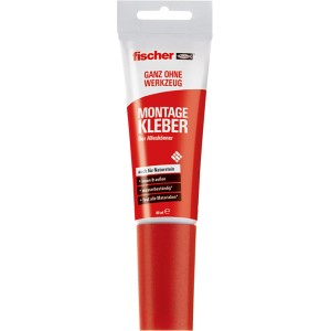 Tube Fischer Montagekleber 80ml, roter Klebstoff für Stein, Beton, Spiegel, Innen- und Außenbereich.