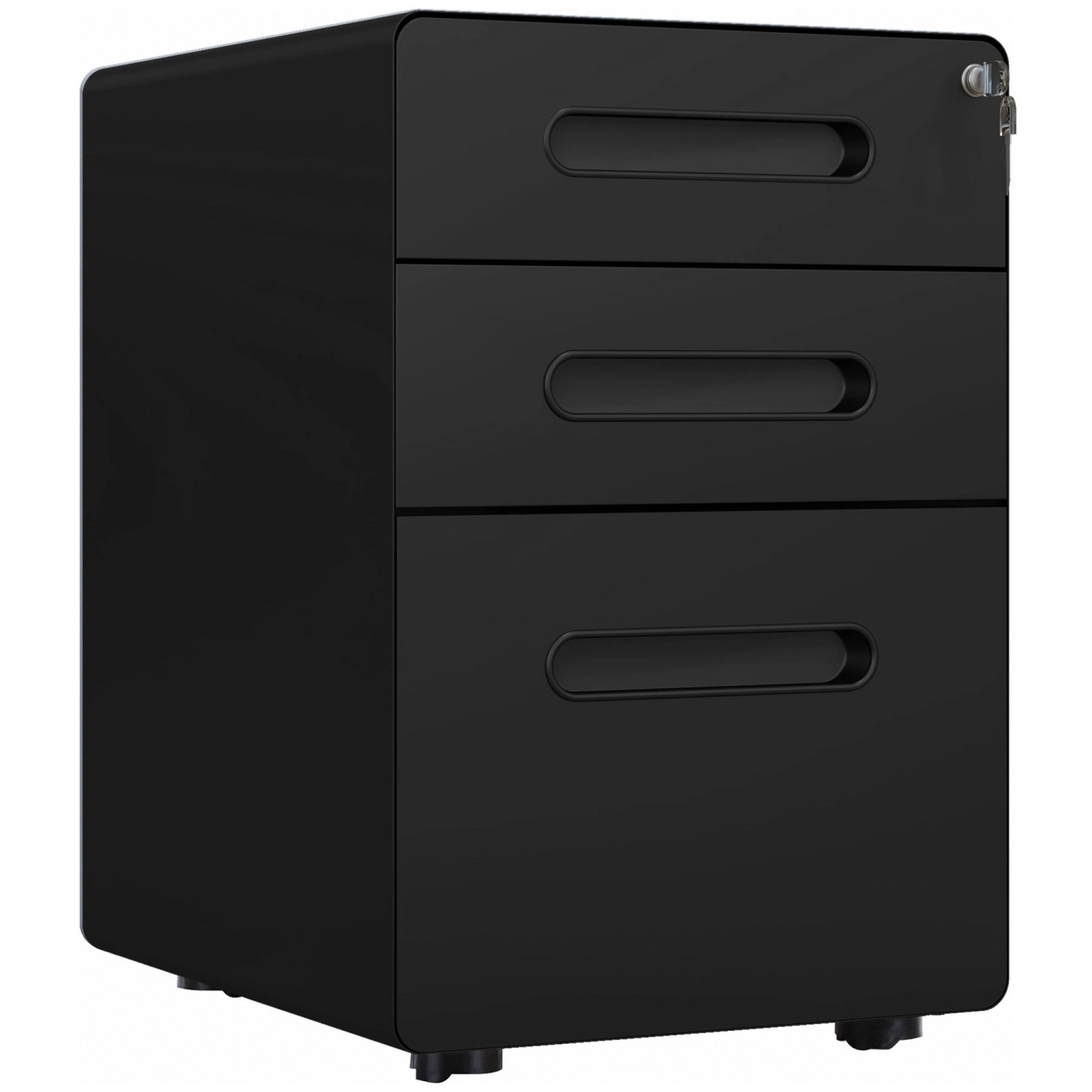 Vinsetto Rollcontainer mit 3 Schubladen Aufbewahrung Stahl Schwarz 39 x 48 x59cm