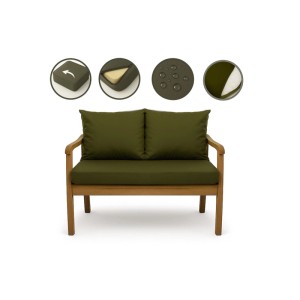 Grünes Setgarden Bankkissen-Set für 2-Sitzer Gartenbank. Sitz- und Rückenkissen mit abnehmbarem, wasserabweisendem Bezug.