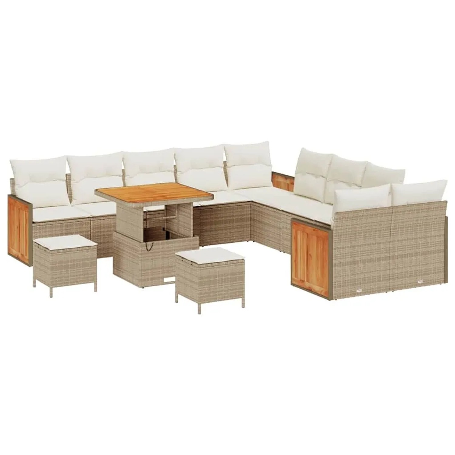 vidaXL Gartensofa-set mit Kissen 17-Tlg Beige und Creme Poly-Rattan 3365311 günstig online kaufen