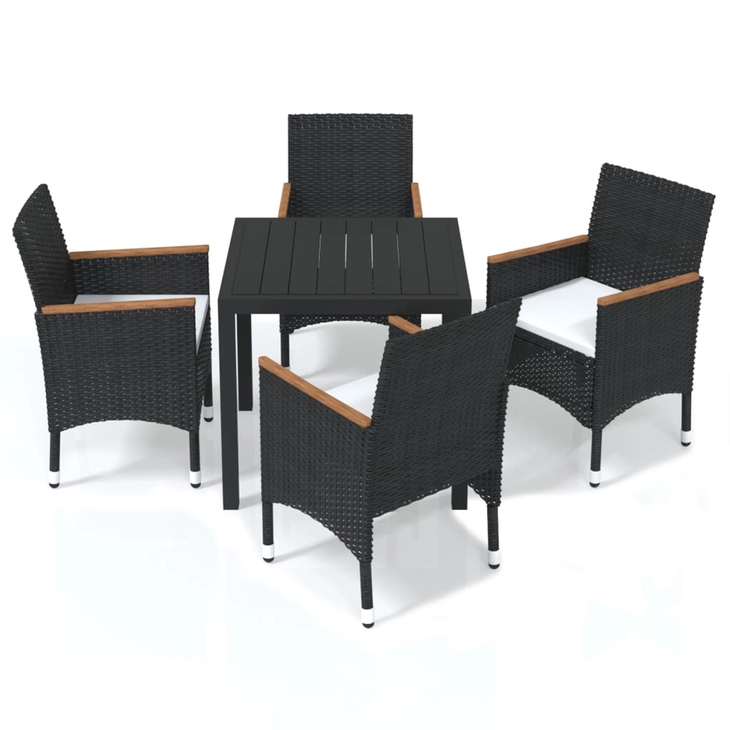 vidaXL 5-tlg Garten-Essgruppe mit Kissen Poly Rattan Schwarz Modell 18 günstig online kaufen