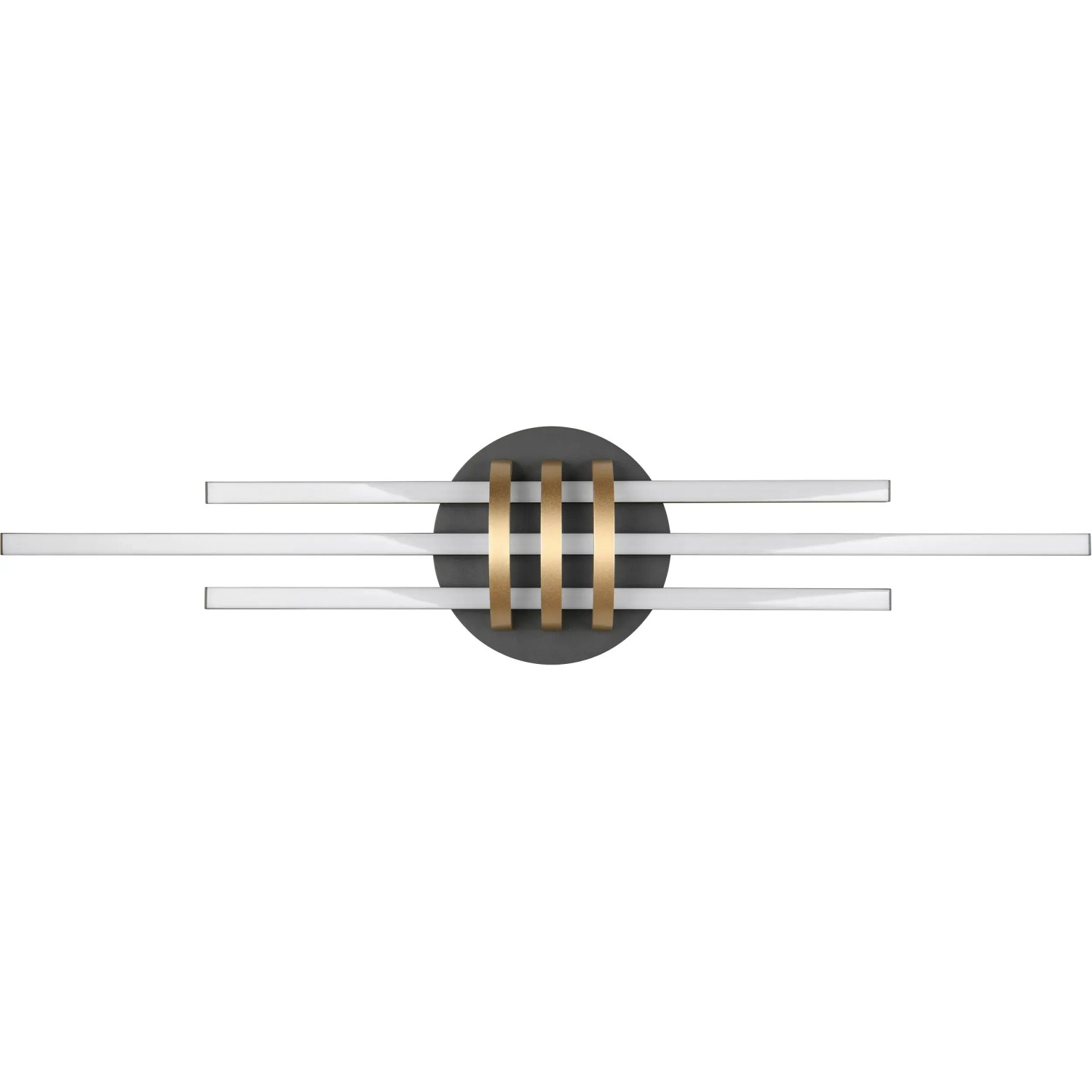 Moderne LED Deckenleuchte Cinto in Schwarz-Gold, 81 cm breit, dimmbar.