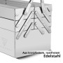 STAHLWERK Werkzeugkasten aus Edelstahl mit 5 Fächern. Robuster Werkzeugkoffer für Werkstatt und Montage.