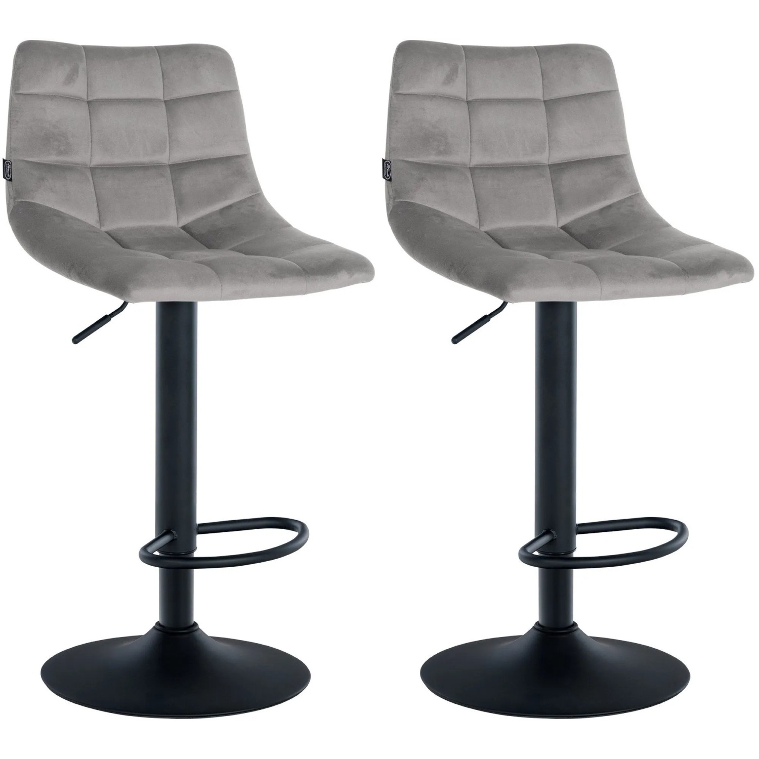DELUKE Barhocker 2er Set DUBAI Grau Samt Schwarz Barstuhl Mit Lehne Tresenhocker Tresenstuhl