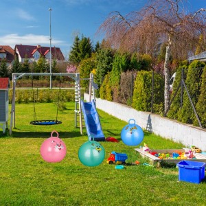 Relaxdays Hüpfball Kinder PVC Grün Mit Griff 55 cm x 45 cm 0,4 kg