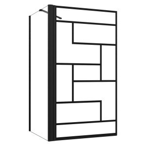 AICA Badewannenfaltwand mit Seitenwand, 80x75cm, schwarz kariert, H 140cm.