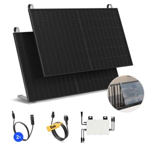 Solakon Balkonkraftwerk 1000W Solaranlage mit Balkonhalterung Steckerfertig Komplettset Photovoltaik 800W Kabellänge 5m