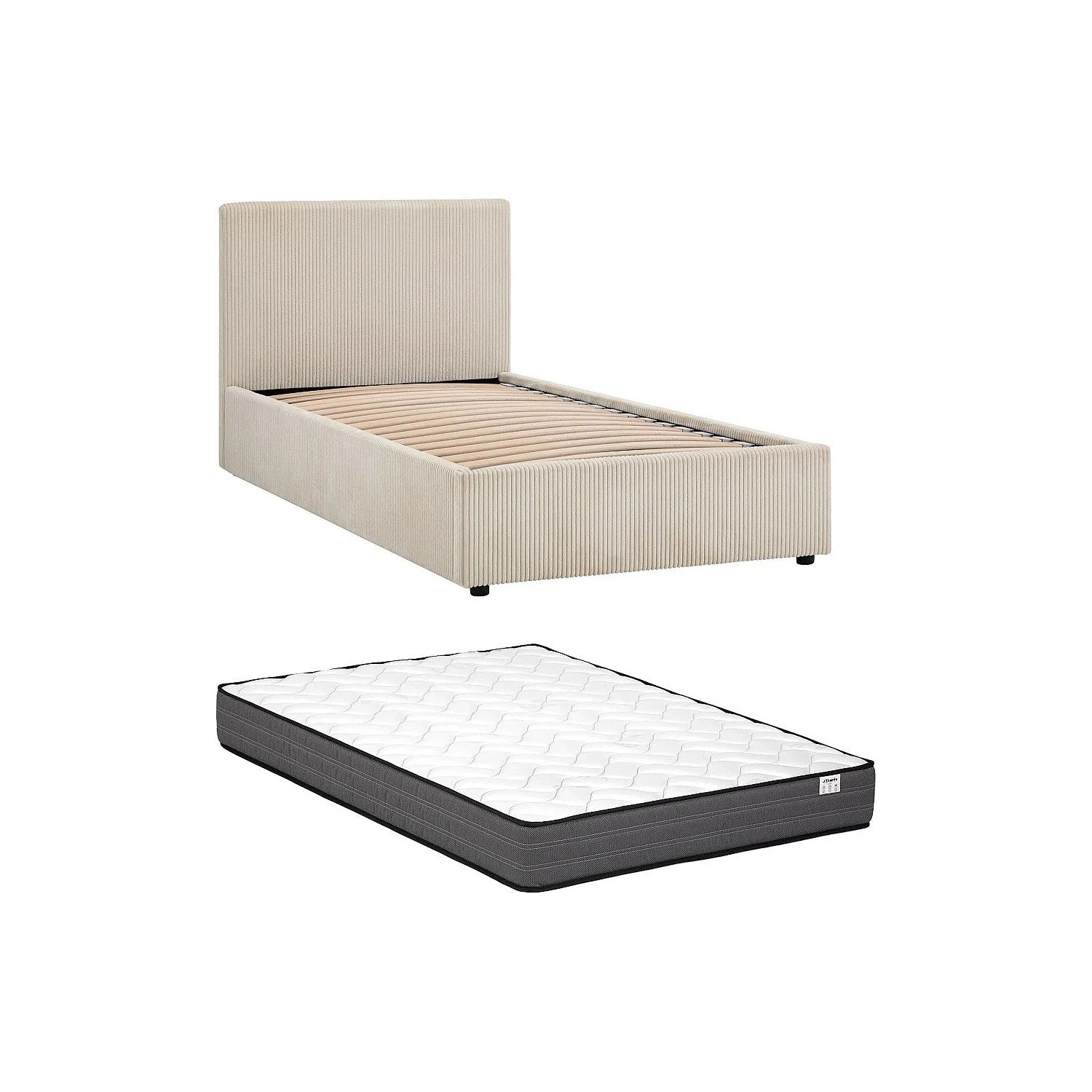 Vente-unique Bett Mit Bettkasten Valme Cremefarben 129 cm