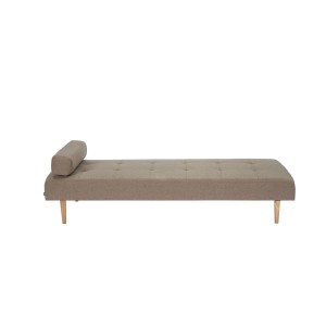 Braunes ebuy24 Marino Daybed aus Stoff mit Zierknöpfen und Holzfüßen.
