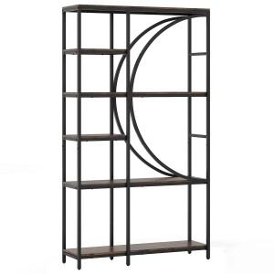 Costway Geometrisches Bücherregal Holz & Metall Braun 100 x 30 x 177 cm