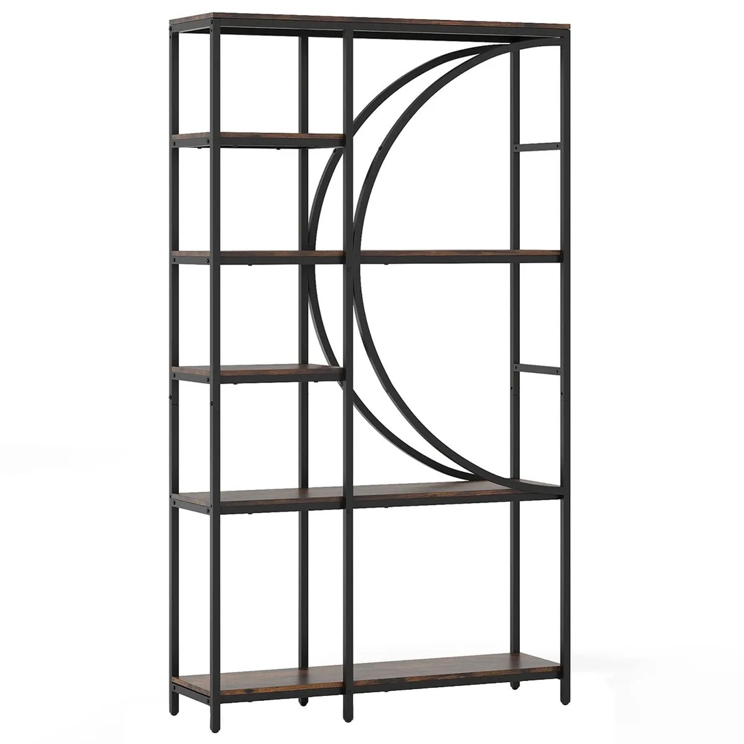 Costway Geometrisches Bücherregal Holz & Metall Braun 100 x 30 x 177 cm günstig online kaufen