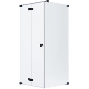 Schöner Wohnen Eckdusche mit Drehfalttür und Seitenwand, Schwarzmatt, 90x90x200 cm.