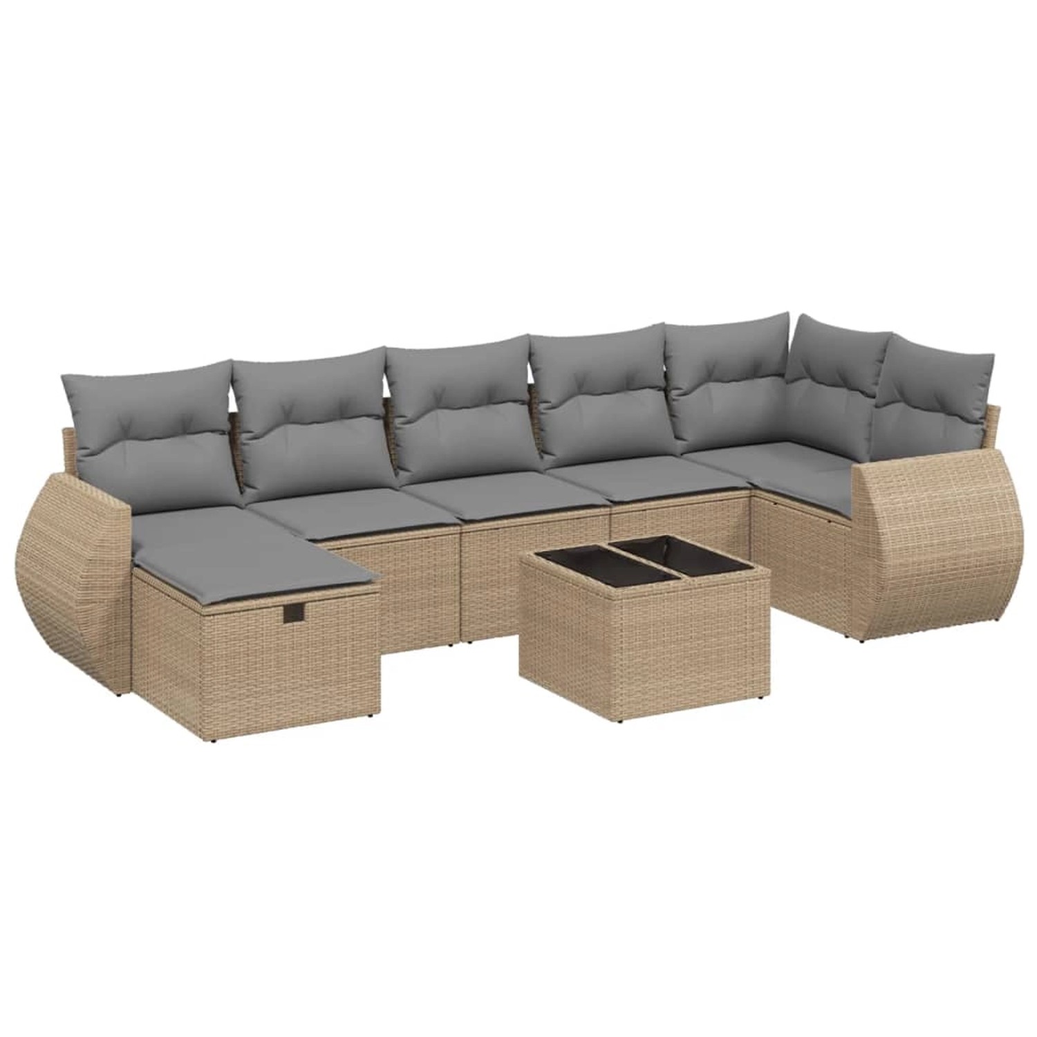 vidaXL 8-tlg Garten-Sofagarnitur mit Kissen Beige Poly Rattan Modell 143 günstig online kaufen