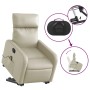 Elektrischer Massagesessel mit Aufstehhilfe in Creme Kunstleder, Relaxsessel mit Massagefunktion.