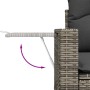 Detailaufnahme: Ausklappbarer Tisch am grauen vidaXL Garten-Sofa-Set aus Poly Rattan.