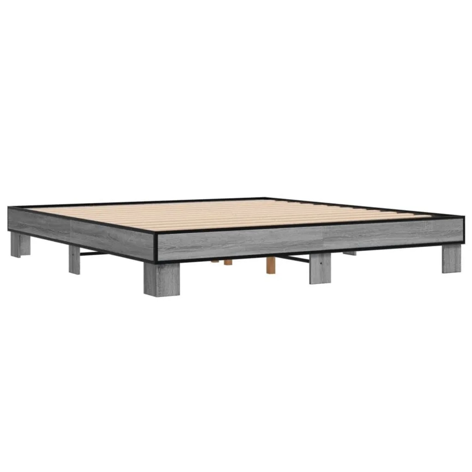 vidaXL Bettgestell Grau Sonoma 160x200 cm Holzwerkstoff und Metall 3280230 günstig online kaufen