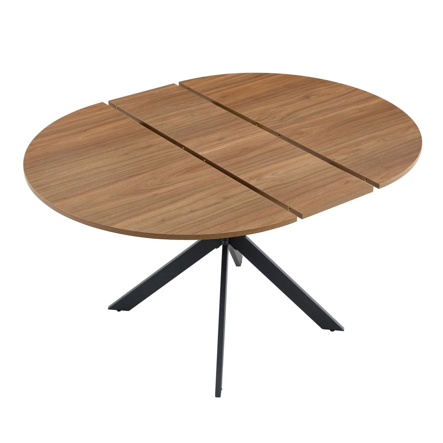 okwish Esstisch mit Ausziehbar MDF Metall Wohnzimmer 137x137x76cm Nussbaum