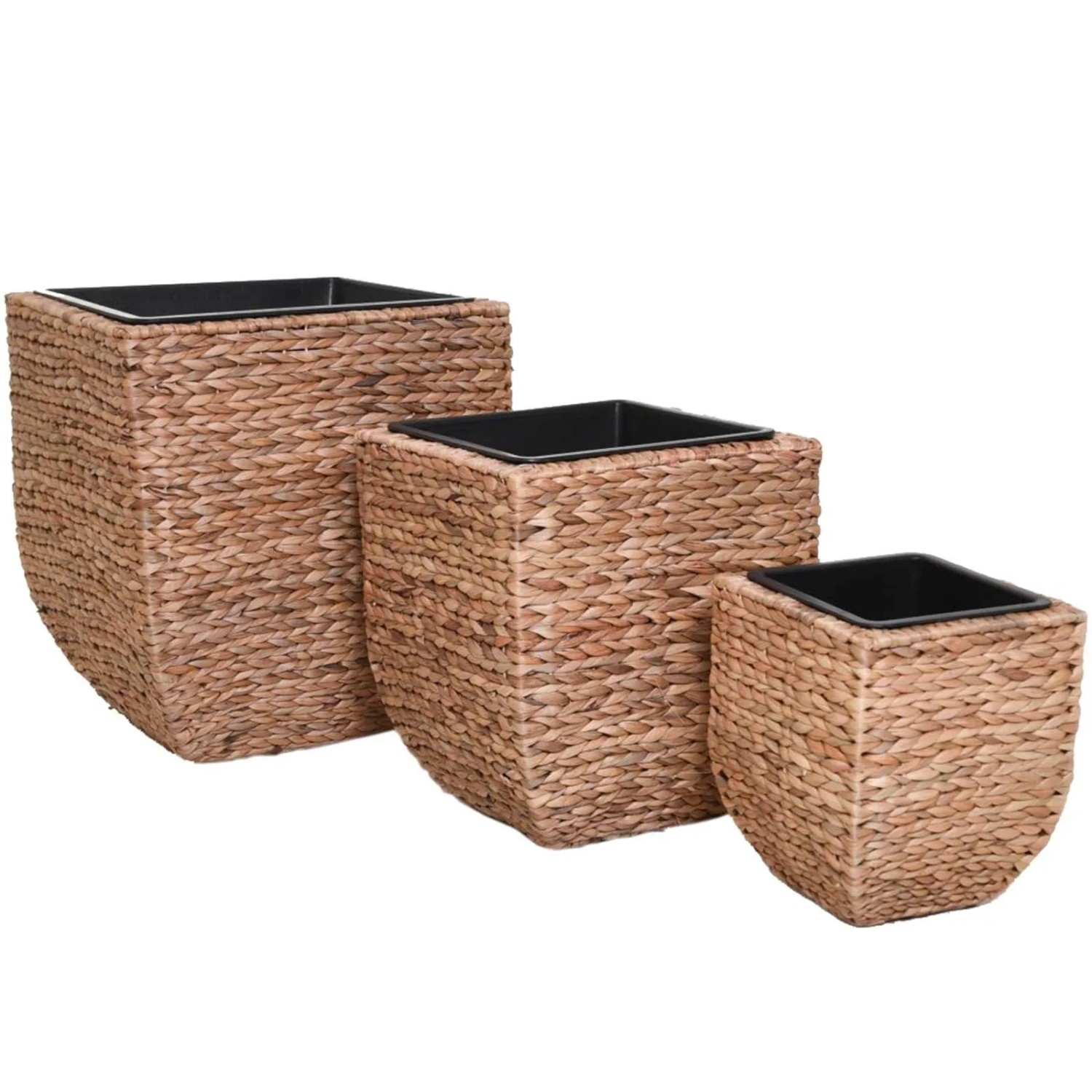 Vivanno 3er Set Pflanzkübel Wasserhyazinthe Asia 30x40x50 cm Natur