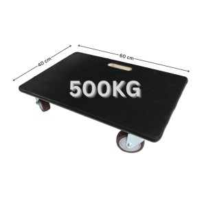 PROREGAL Transportroller (2er-Set) mit Sperrholzplatte, Gummibelag und 4 Rollen, Traglast 500 kg.