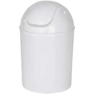 Weißer Wenko Schwingdeckeleimer Economic aus Kunststoff, ideal als Kosmetikeimer.