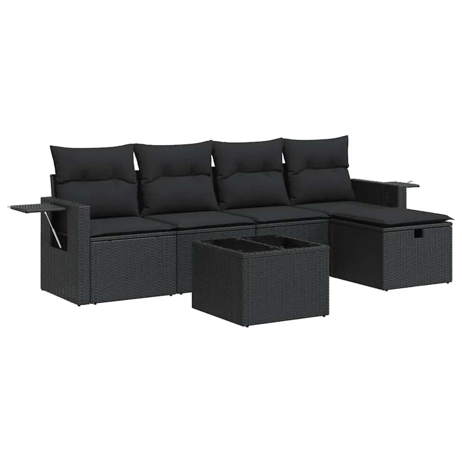 vidaXL 6-Tlg Garten-Sofagarnitur mit Kissen Schwarz Poly Rattan 3325471 günstig online kaufen