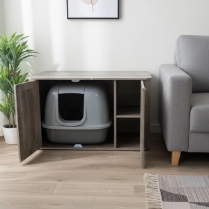 Relaxdays Katzenschrank MDF Holzoptik Mit Streumatte 50 cm x 85 cm x 49 cm 14,5 kg