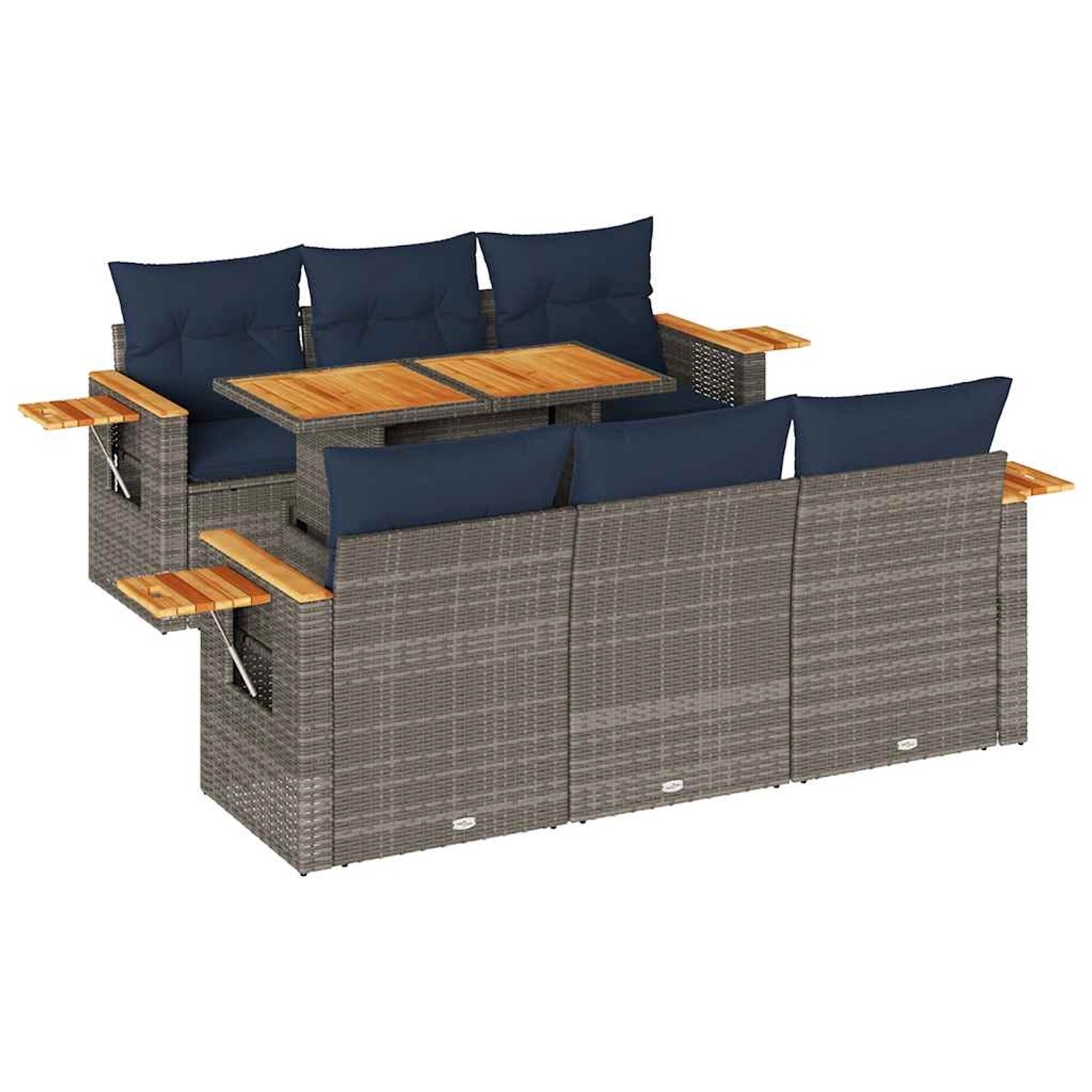 vidaXL 7-Tlg Garten-Sofagarnitur mit Kissen Grau Poly Rattan 3327561 günstig online kaufen